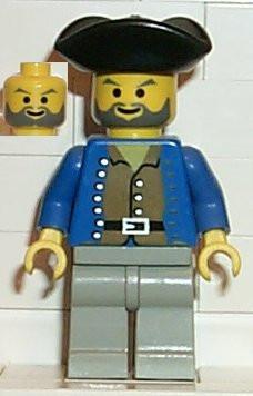LEGO Minifigure-Pirate Brown Shirt, Light Gray Legs, Black Pirate Triangle Hat-Pirates / Pirates I-PI035-Creative Brick Builders